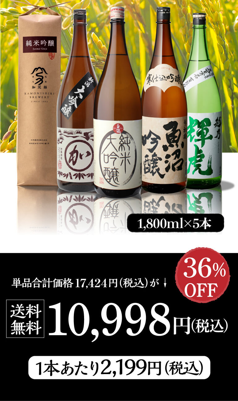日本酒 新潟の酒蔵酒質違い地酒 1800ml 5本 飲み比べセット 送料