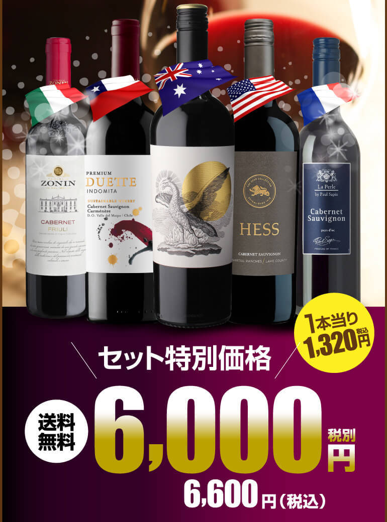 ワインセット 赤 5本 飲み比べ 詰め合わせ ぶどう品種で楽しむ カベルネ ソーヴィニヨン ワイン5本セット 第10弾  :YA-W388:ビアーザワールドYahoo!店 - 通販 - Yahoo!ショッピング