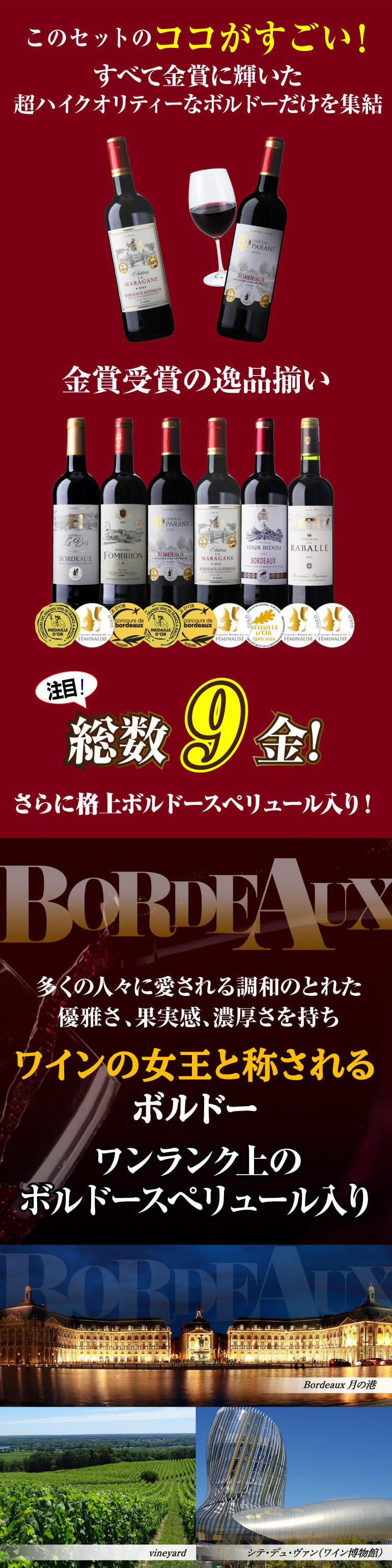 ワインセット 赤 すべて金賞 ボルドー6本セット 21弾 赤ワイン