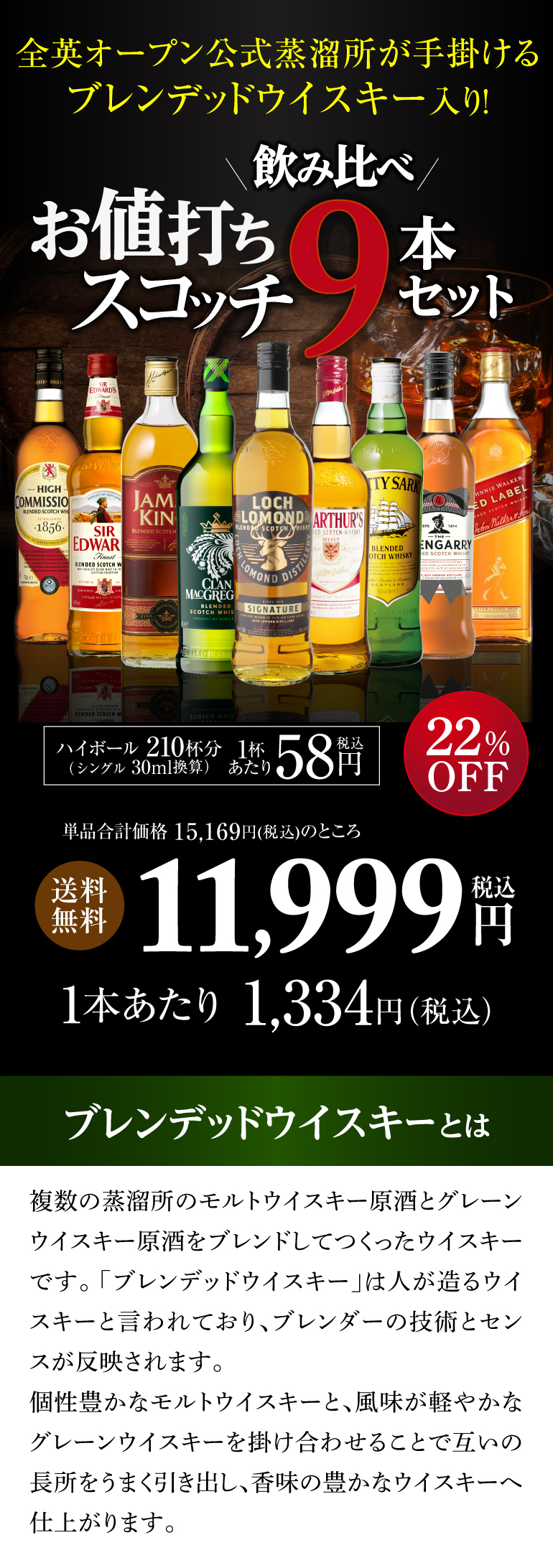 スコッチウイスキー3本セット 8/1 P+3％ 送料無料 スコッチウイスキー 9本セット 第12弾 1本あたり
