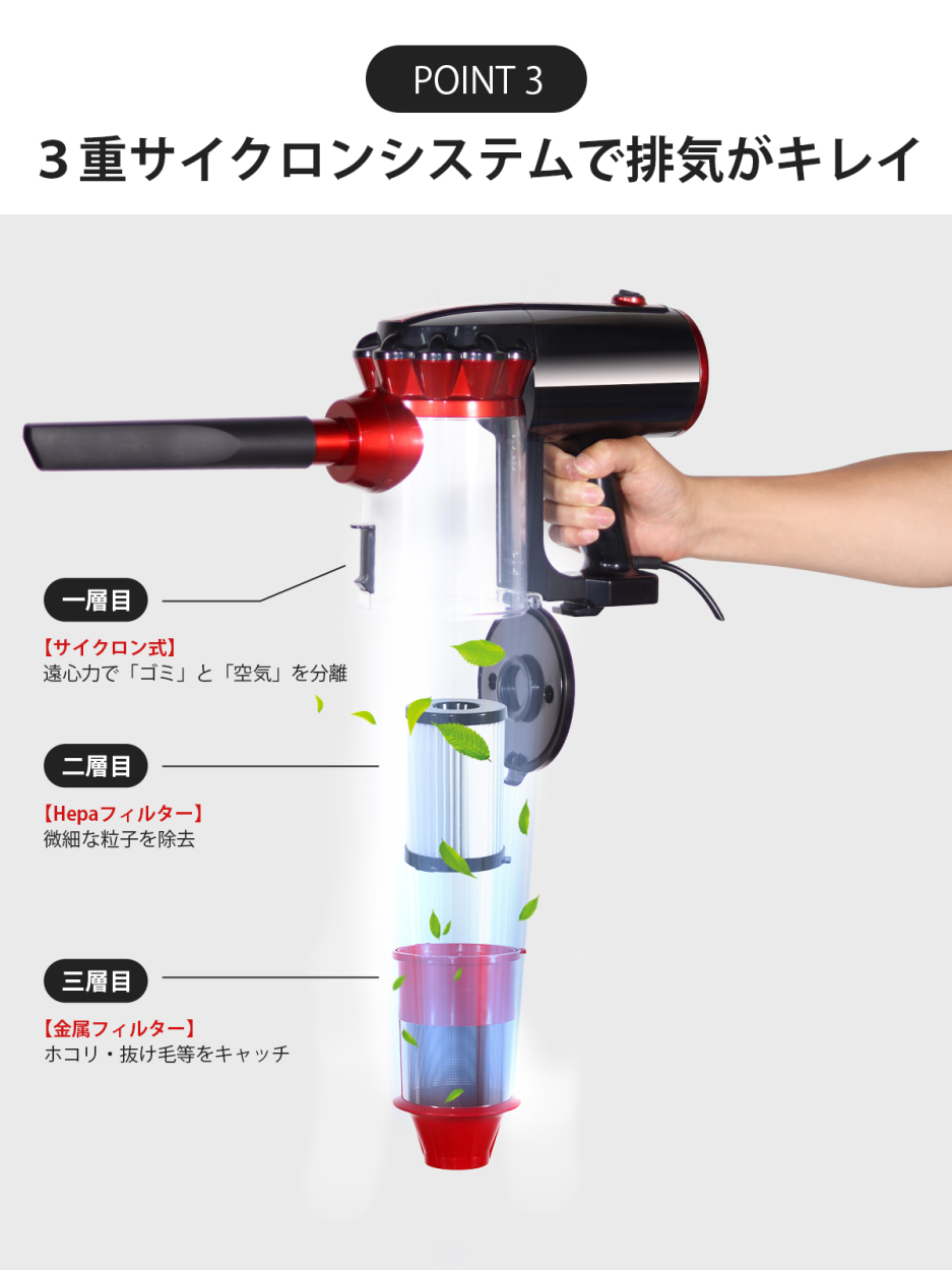 掃除機 コード掃除機 17000pa 超強吸引力 5Mコード コード式 軽量１年