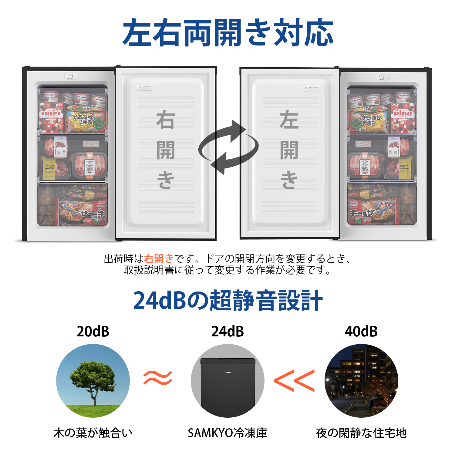 \秋の感謝祭★26,990円→24,990円!/SAMKYO 冷凍庫 一人暮らし冷凍庫 65L 2時間急冷 1年保証 コンパクト 小型 耐熱天板 前開き 静音 ZU60 関連画像5