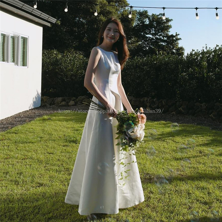 二次会 花嫁 白 ワンピース ウエディングドレスマキシ丈 結婚式 ドレス お呼ばれ シンプル Aライン ロング丈 前撮り海外 入園入学祝い エレガント 披露宴 フォーマル フレア