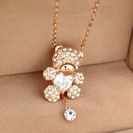 レディース ネックレス スワロフスキー 熊 クマ ベア テディベア teddy