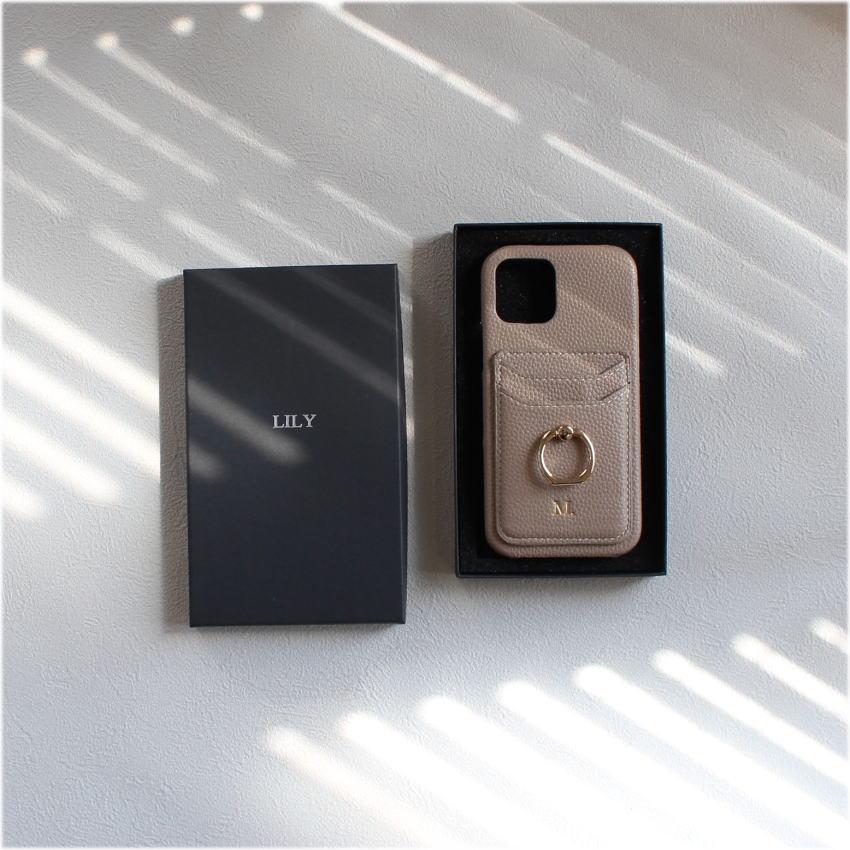 iphone15ケース 背面収納 名入れ リング レザー カード入れ 刻印 スマホスタンド ケース 韓国｜lily-shopper｜02