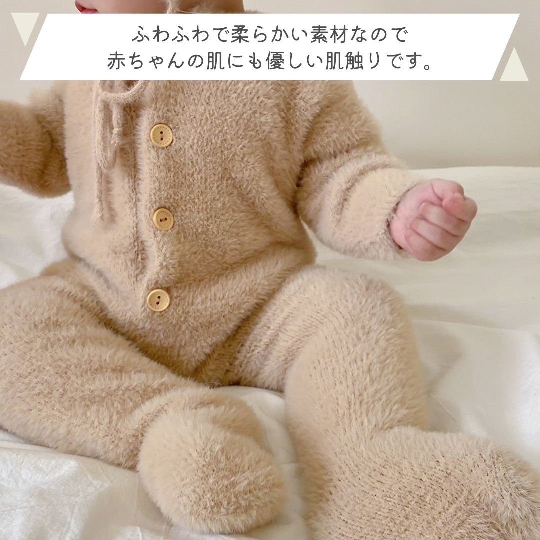 熊 くまちゃん 着ぐるみ 熊耳 ロンパース 動物 ジャンプスーツ ベビー