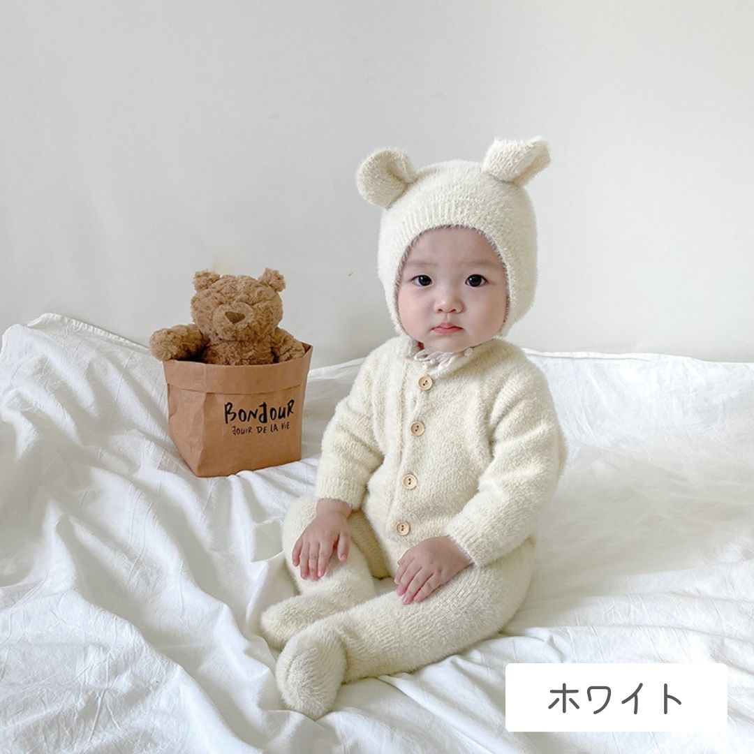 熊 くまちゃん 着ぐるみ 熊耳 ロンパース 動物 ジャンプスーツ ベビー