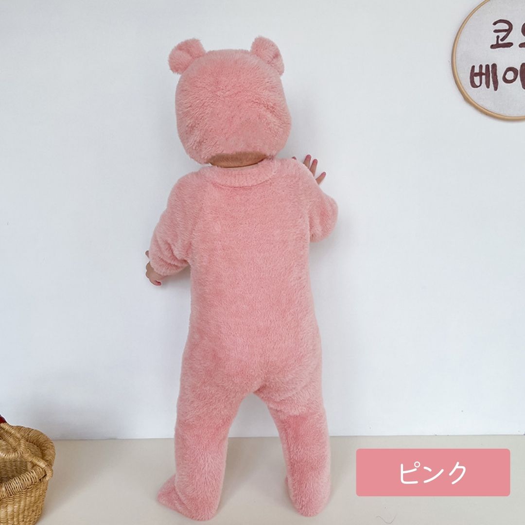 熊 くまちゃん 着ぐるみ 熊耳 ロンパース 動物 ジャンプスーツ ベビー