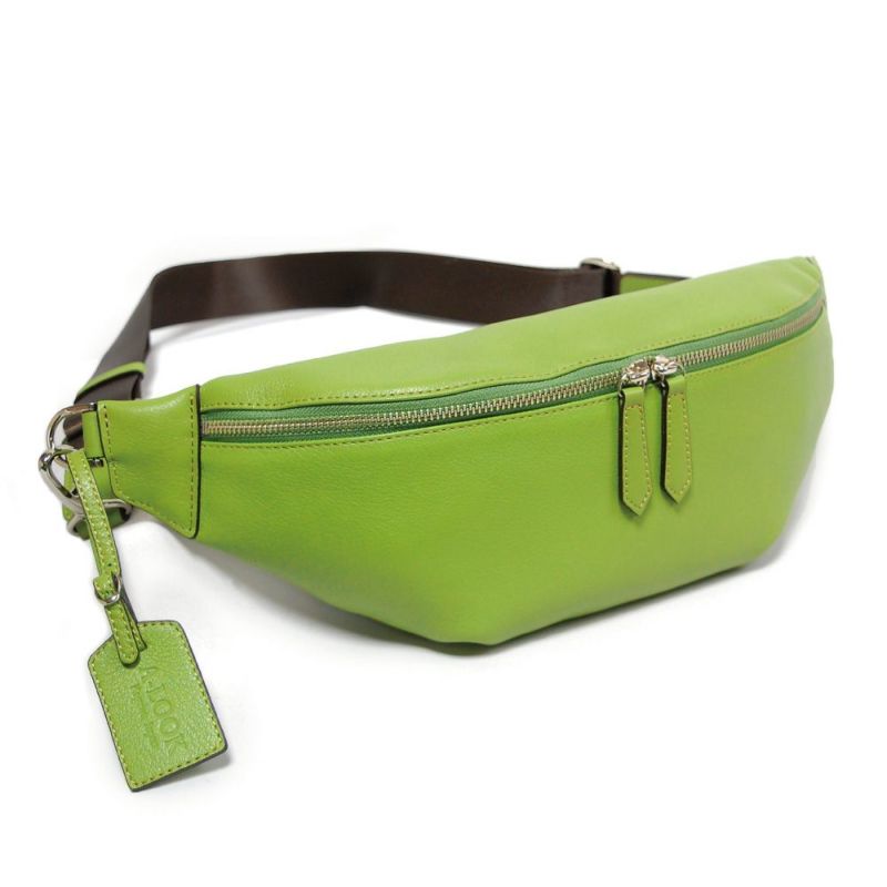 爆買 ボディバッグ 本革 三日月型 オリーブレザー ウエストバッグ 革