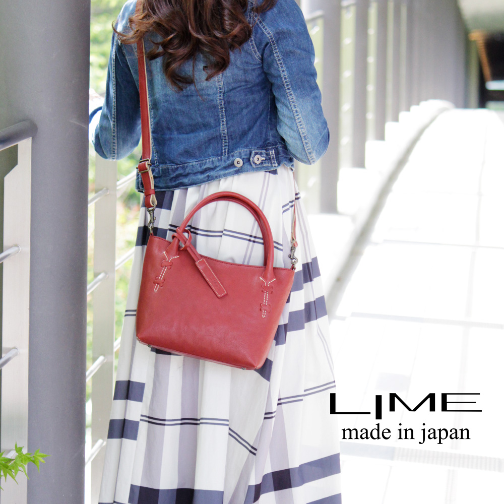 新品同様【LIMI few】ショルダーバッグ♪ LIME made in japan ショルダーバッグ レディース 本革 ミニ 小さめ