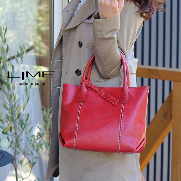 LIME made in japan トートバッグ ハンドバッグ 本革 革 レザー