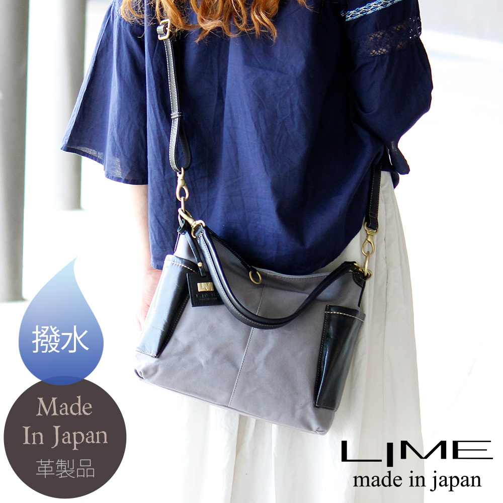 ショルダーバッグ 2way ハンドバッグ レディース 本革 帆布 コットン 日本製 カジュアルバッグ ランチ 通勤 通学 ライム ヴェリー コンビ L1926 爆買 | LIME made in japan | 01