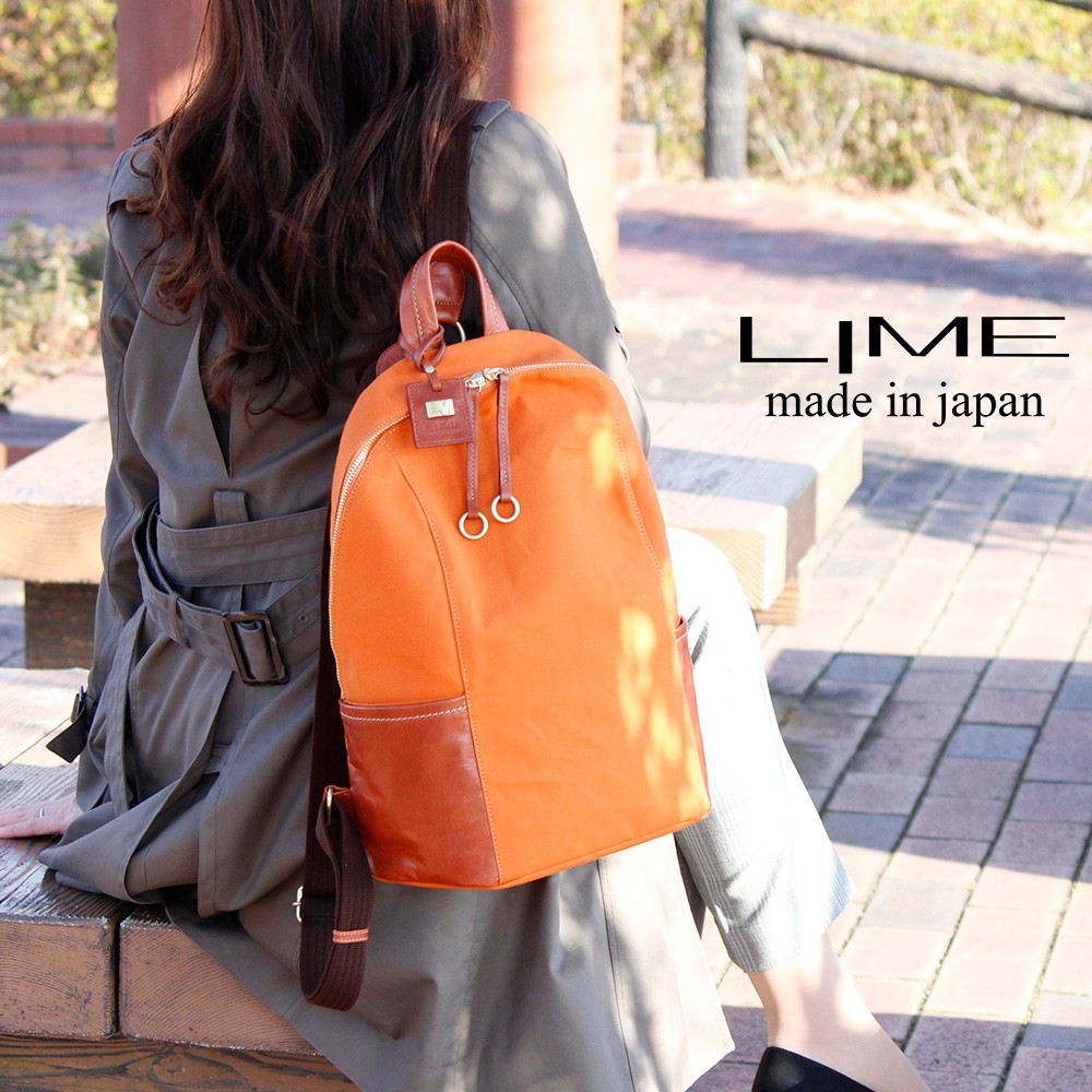 リュック レディース 通勤 通学 軽い 軽量 本革 大容量 A4 ブランド 革 帆布 キャンバス ライム ヴェリーコンビ L1928 爆買 | LIME made in japan | 05