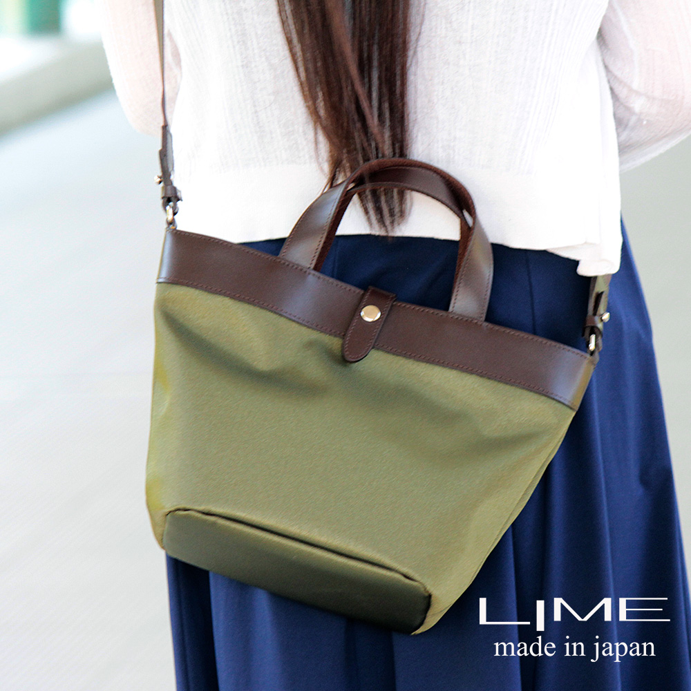 LIME made in japan 撥水 トートバッグ ナイロン 小さめ 革 ブランド