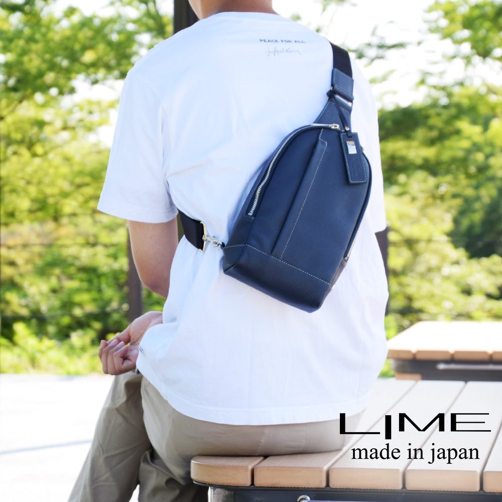 【新品】LIME ライムメイドインジャパン 本革 ショルダー　ボディバッグ LIME made in japan ボディバッグ メンズ 本革 革 ショルダー