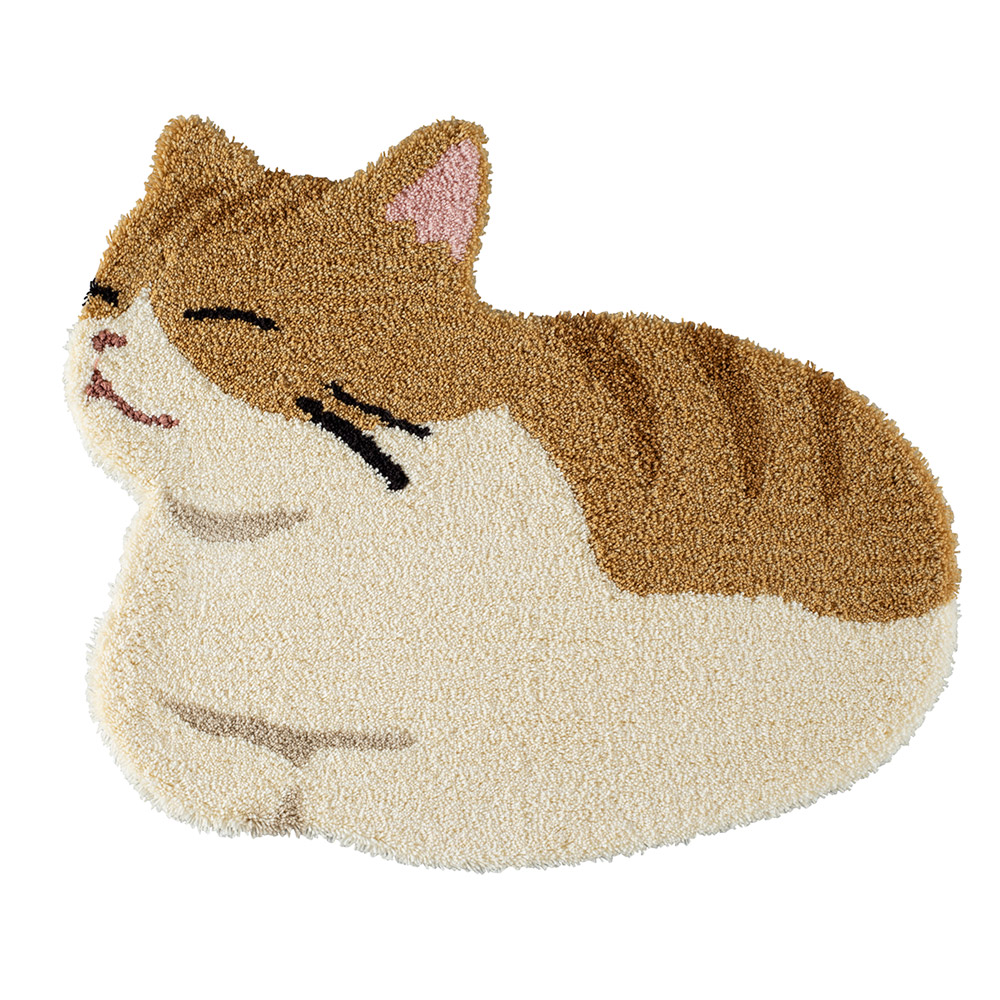 玄関マット マット コウバコスワリ 約60×70cm（変形）猫 ねこ フック織り 国産 日本製｜limelime-store｜02