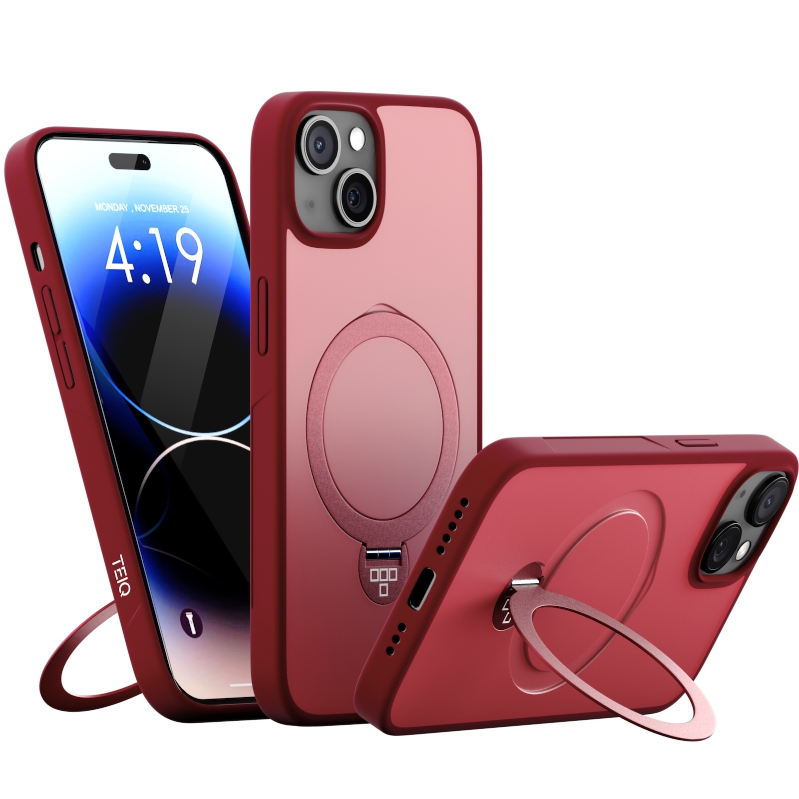 iPhone17シリーズ ケース リング付き MagSafe対応 360°回転 スタンド iPhone16/15/14/13/12/11シリーズ対応 iPhone Air対応 ケース 耐衝撃 クリアカバー | TEIQ | 05