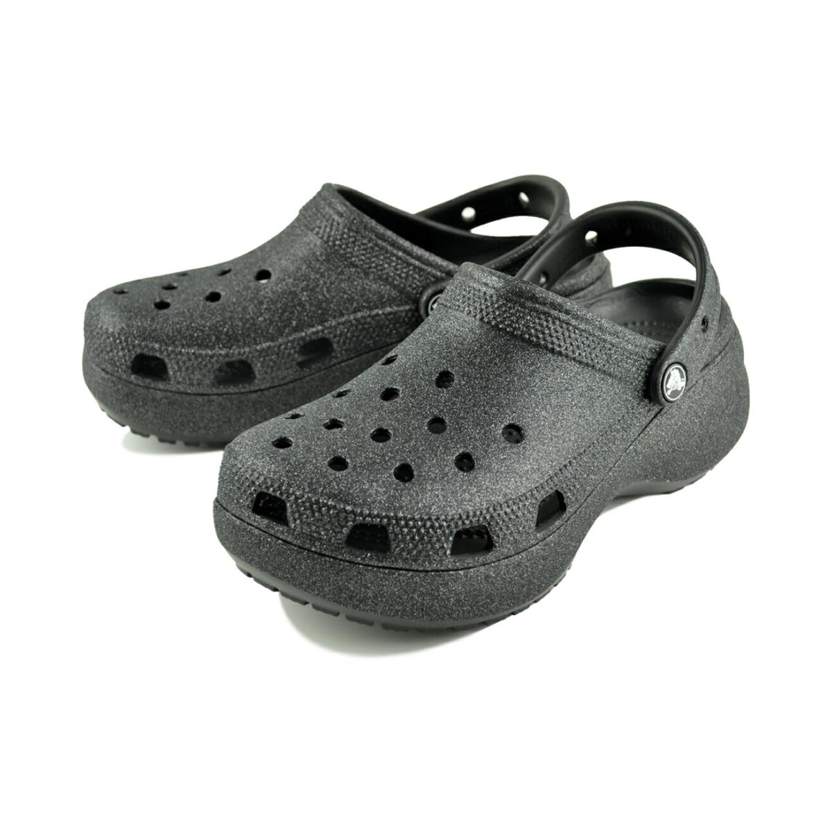 新品 クロックス 厚底 グリッター クロッグ 22cm ブラック 207241 crocs（クロックス） crocs CLASSIC PLATFORM GLITTER CLOG W BLACK