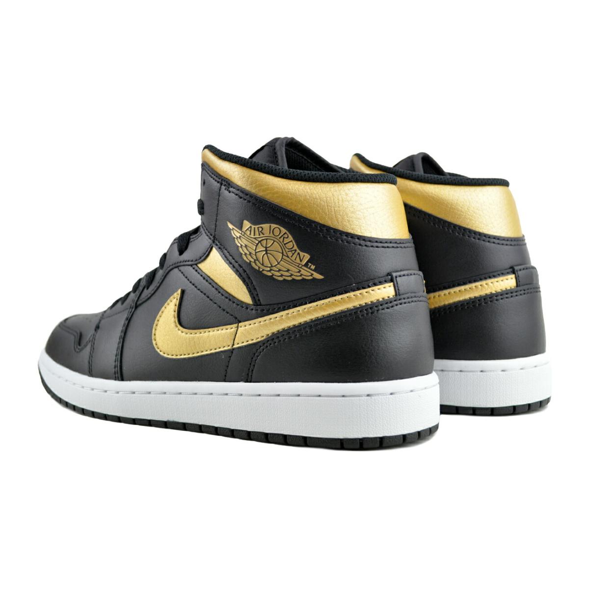 [ナイキ] エア ジョーダン 1 ミッド [AIR JORDAN 1 MID] ブラック/ホワイト/メタリックゴールド DQ8426-071 エア ジョーダン 1 NIKE AIR JORDAN MID blk/metallic gold-wht dq8426