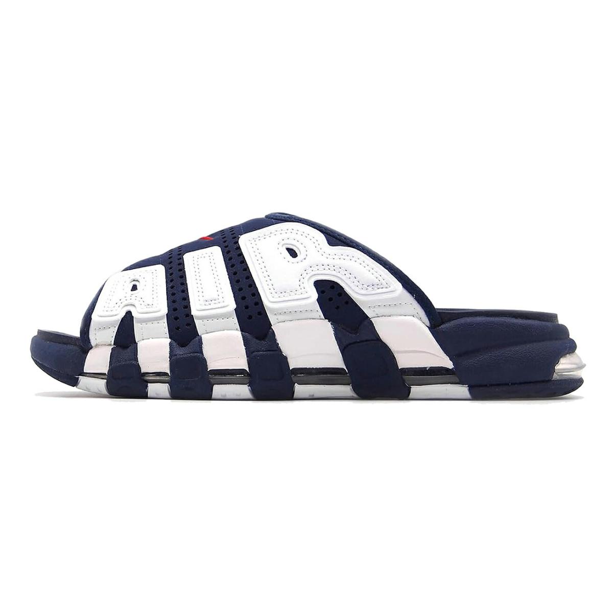 NIKE AIR MORE UPTEMPO SLIDE midnight navy/university red