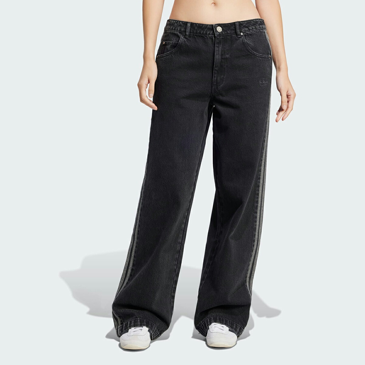 adidas（アディダス） adidas W DENIM 3-STRIPES PANTS TRUE BLACK