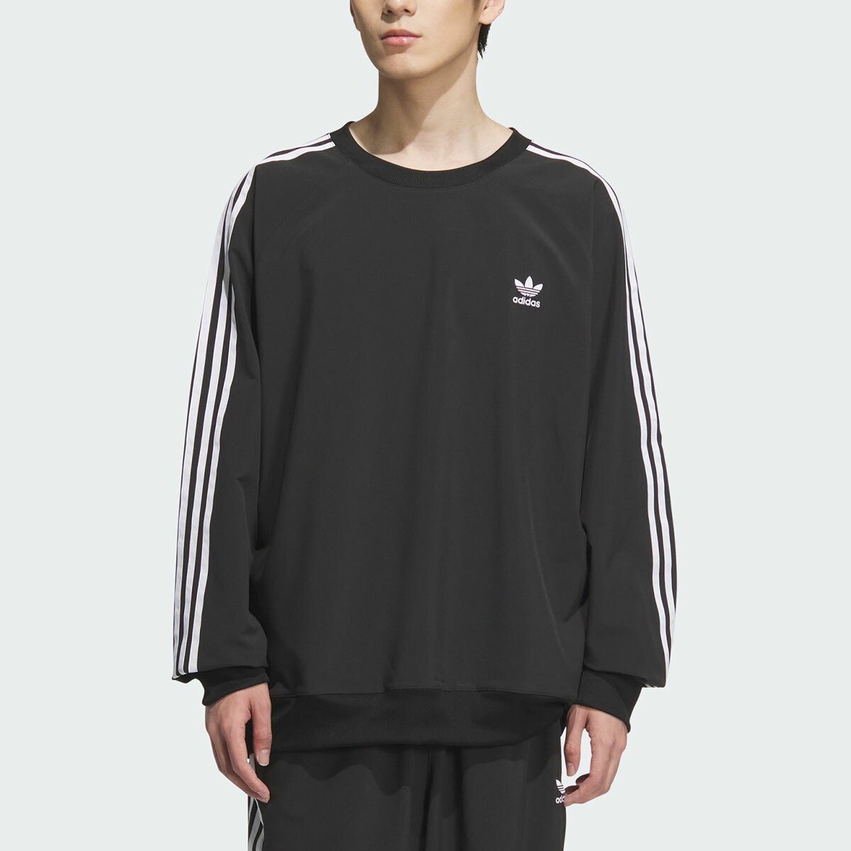 adidas（アディダス） adidas WOVEN PULL OVER TOP BLACK/WHITE jx8965