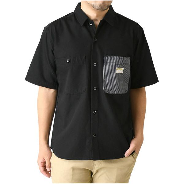 スミスアメリカン 半袖 ワークシャツ メンズ ヒッコリー 無地 待望 送料無料 シャツ 新製品情報も満載 ストライプ 通販M3