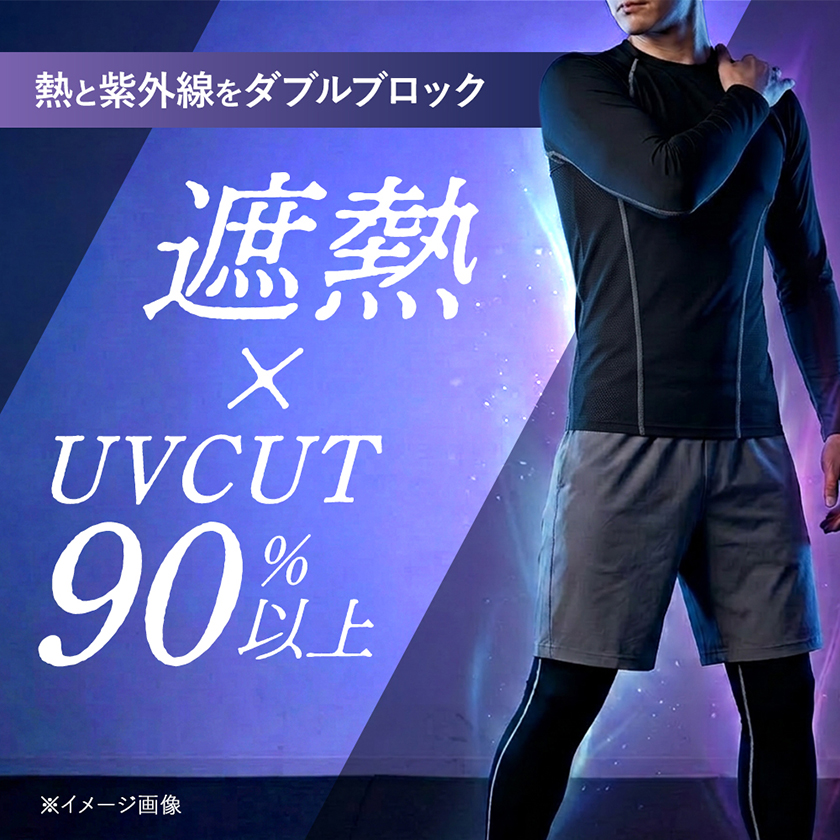 冷感 インナー メンズ 接触冷感 コンプレッション 半袖 長袖 レギンス UVカット UPF50+ 遮熱 メッシュ 吸汗速乾 夏用 アンダーウェア 【E2-1549】 通販M15 関連画像1