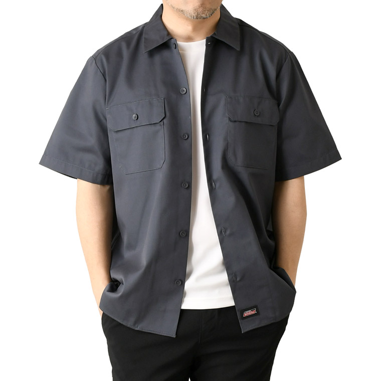 GENUINE Dickies ジェニュインディッキーズ TCツイル 半袖 ワークシャツ メンズ 無地 黒 ブラック カーキ ベージュ シャツ 【K4-1426】 通販A3 送料無料 | Dickies | 03