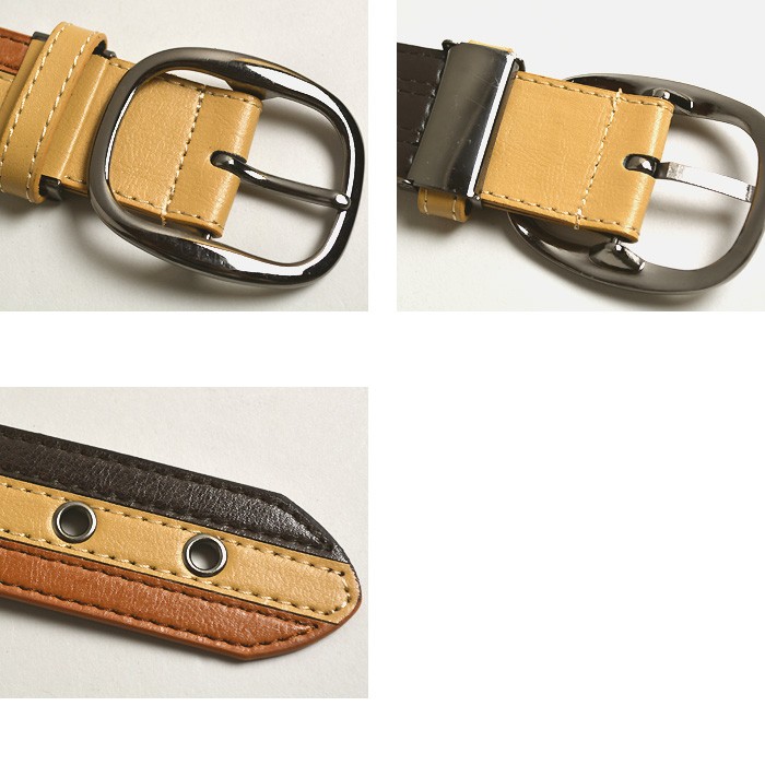 グッズ】トリコロールカラーPUレザーベルト : メンズファッション