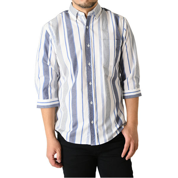ボタンダウン 7分袖 チェックシャツ メンズ ギンガムチェック マドラス ストライプ ハンパ袖 通販m15 メンズファッションリミテッド 通販 Paypayモール