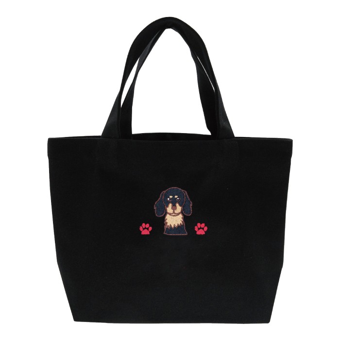 名入れおさんぽトートS ミニチュアダックスフント ブラックタン 刺繍