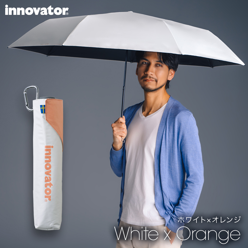 日傘 晴雨兼用 メンズ 60cm 完全遮光 UVカット100% 折りたたみ傘 大きい ワイド 大判 通勤 風に強い カバー力 イノベーター innovの画像