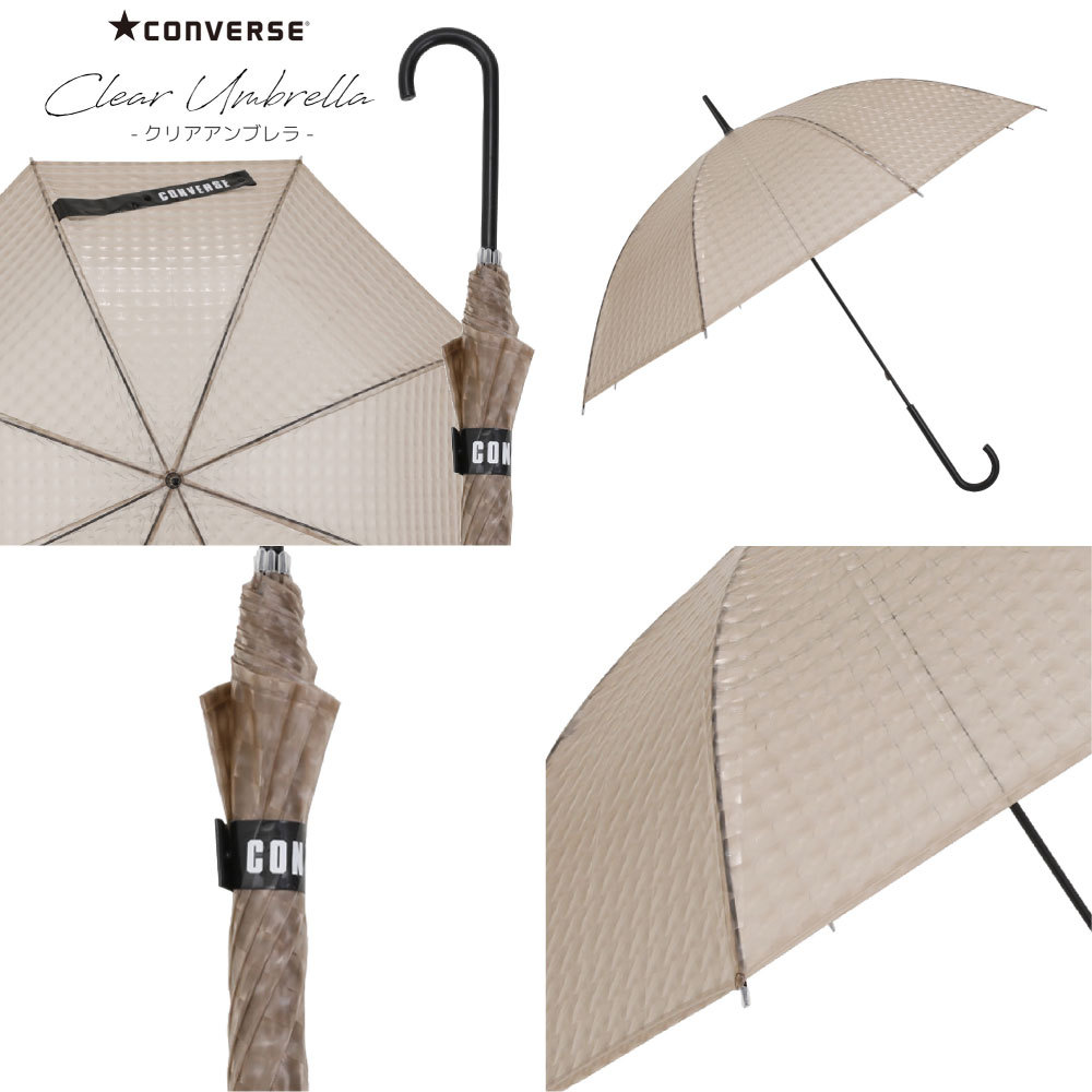 CONVERSE シャイニーアンブレラ オーロラ傘 雨傘 60cm ブランド レディース クリアアン...