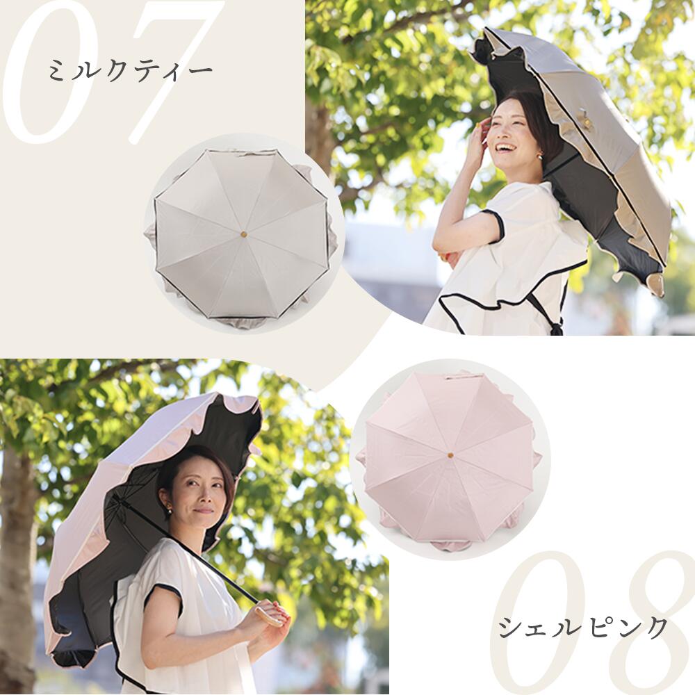 完全遮光 折りたたみ 日傘 ペプラムフリル 折りたたみ傘
