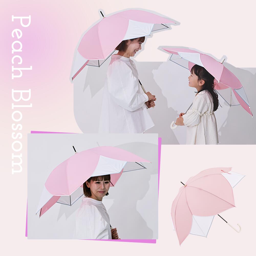 60cm 雨傘 フラワーシェイプ パイピング ベーシック アンブレラ 手開き式  傘 無地 花 撥水 防水 長雨傘 長傘 | ブランド登録なし | 01