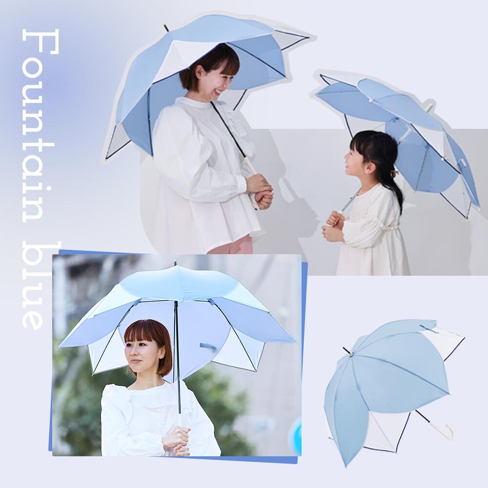 60cm 雨傘 フラワーシェイプ パイピング ベーシック アンブレラ 手開き式  傘 無地 花 撥水 防水 長雨傘 長傘 | ブランド登録なし | 04