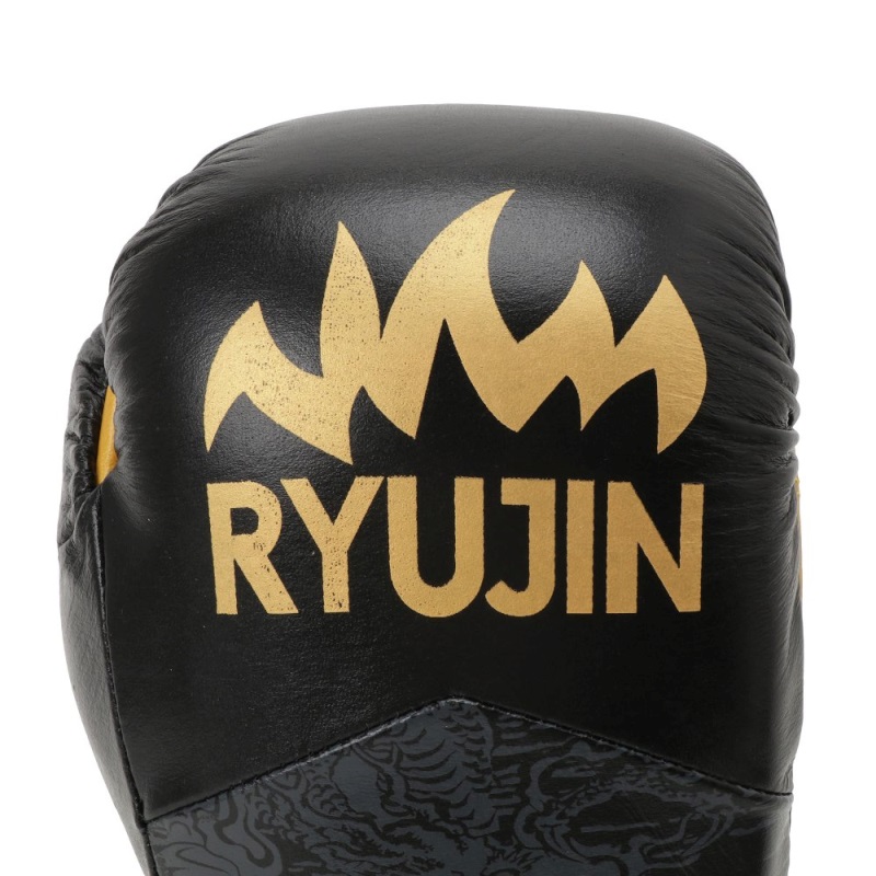 16OZのみ RYUJIN ボクシンググローブ 本革 ドラゴン柄 マジックテープ