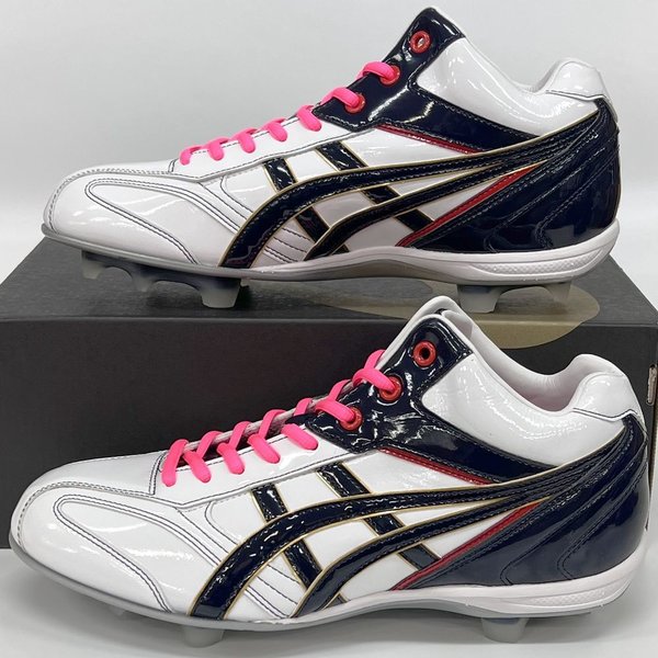 ASICS 【サイズ交換送料無料】ホワイト×ネイビー×蛍光ピンク