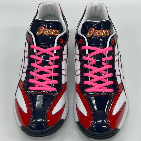 asics アシックス】ランニングシューズ ネイビー/レッド - メルカリ