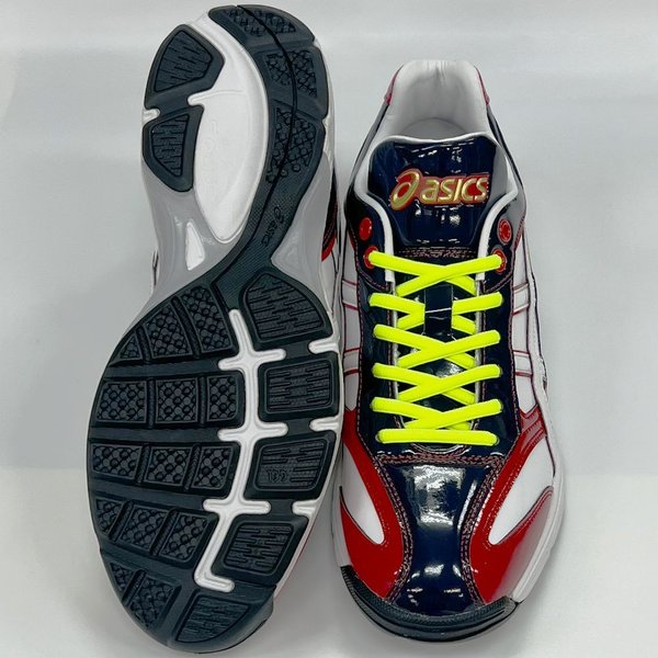 ASICS 【サイズ交換送料無料】ネイビー×レッド×蛍光イエロー
