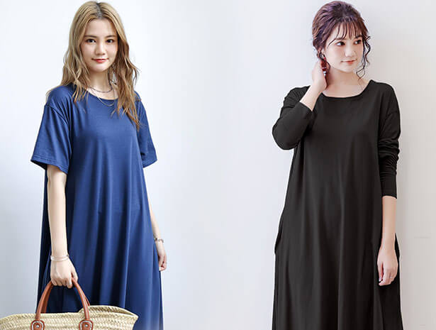 マキシワンピース ロンT ワンピース 春 夏 レディース Tシャツ 無地 シンプル フレンチスリーブ 半袖 フレア レディース 大人 50代 40代 ゆったり 春夏 rt3081