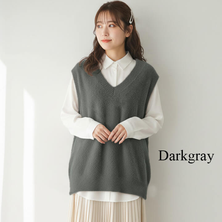 You Color ベスト Vネック ファーベスト 秋冬 カジュアル レディース