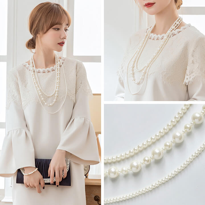 フェイクパール 天然石風アクセサリー ネックレスなどまとめ売り⑲ジャンク品 You Color ネックレス フェイクパール パール フェイク シンプル 結婚