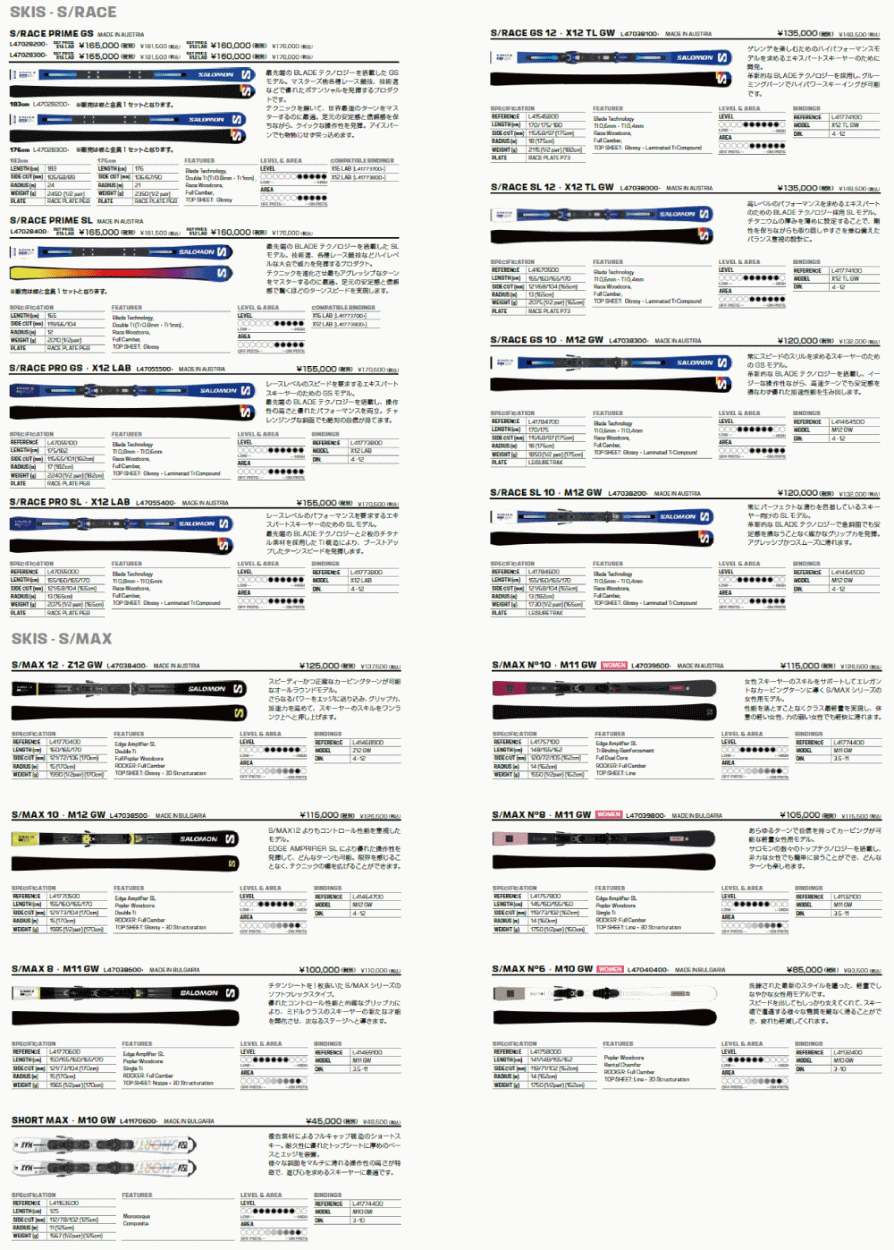 22-23 SALOMON（サロモン）【スキー板/限定/早期予約】 S/MAX 12 + Z12 GW（エスマックス12  金具セット）【11月納品/金具取付料無料】 :salomon-L47038400:リンクファスト ヤフー店 - 通販 - Yahoo!ショッピング