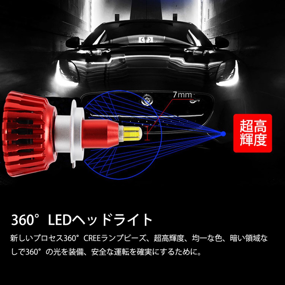 360度全面発光 LED H7 ヘッドライト 車用 TOYOTA トヨタ WiLL サイファ