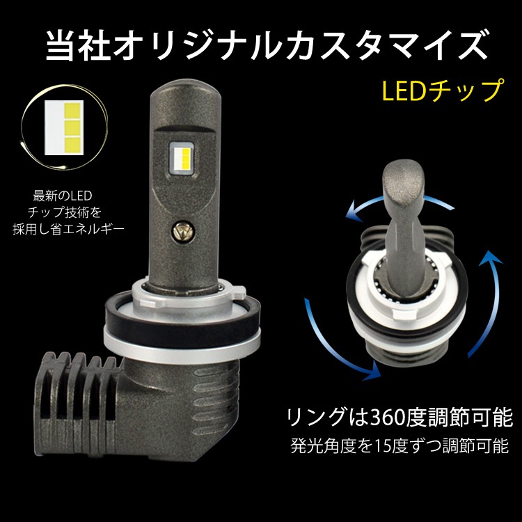 最新 極光LED H8H9H11H16 車用ヘッドライト H8 H9 H11 H16 LEDヘッドライト用 2本セット ホワイトファンレス