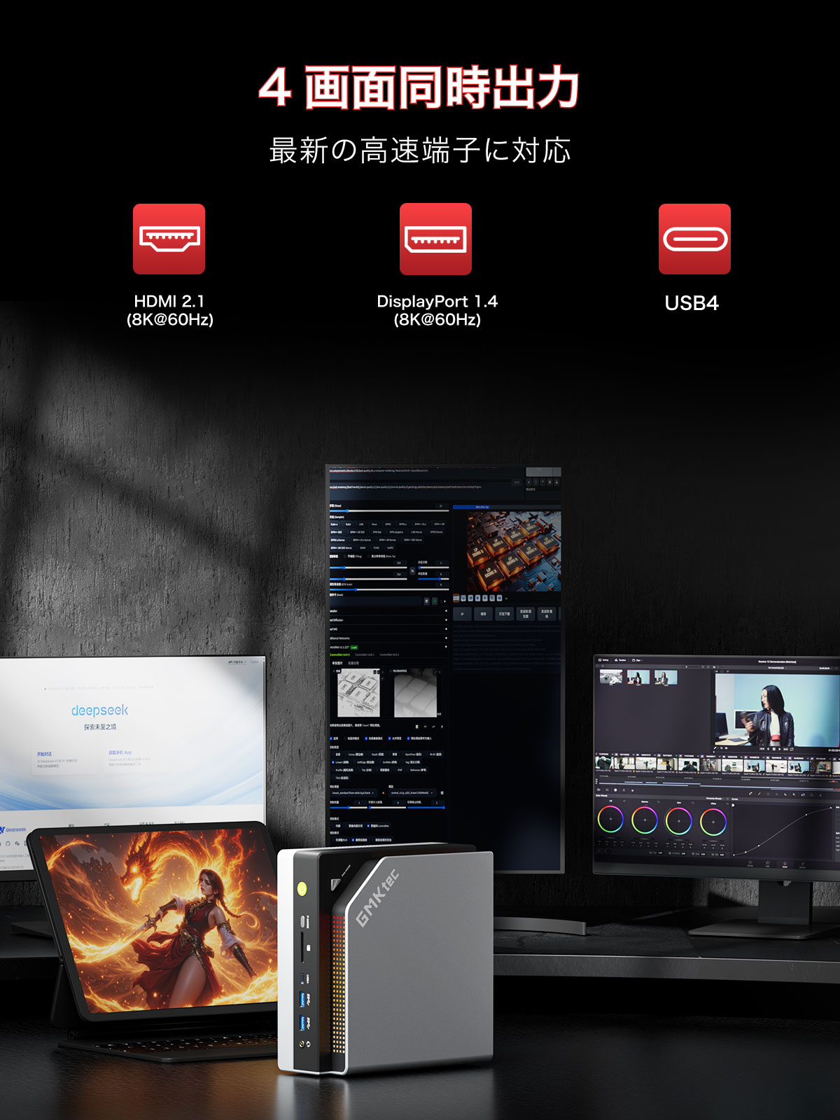 受注生産】GMKtec ミニPC EVO-X2 メモリ128GB ストレージ2TB AMD Ryzen