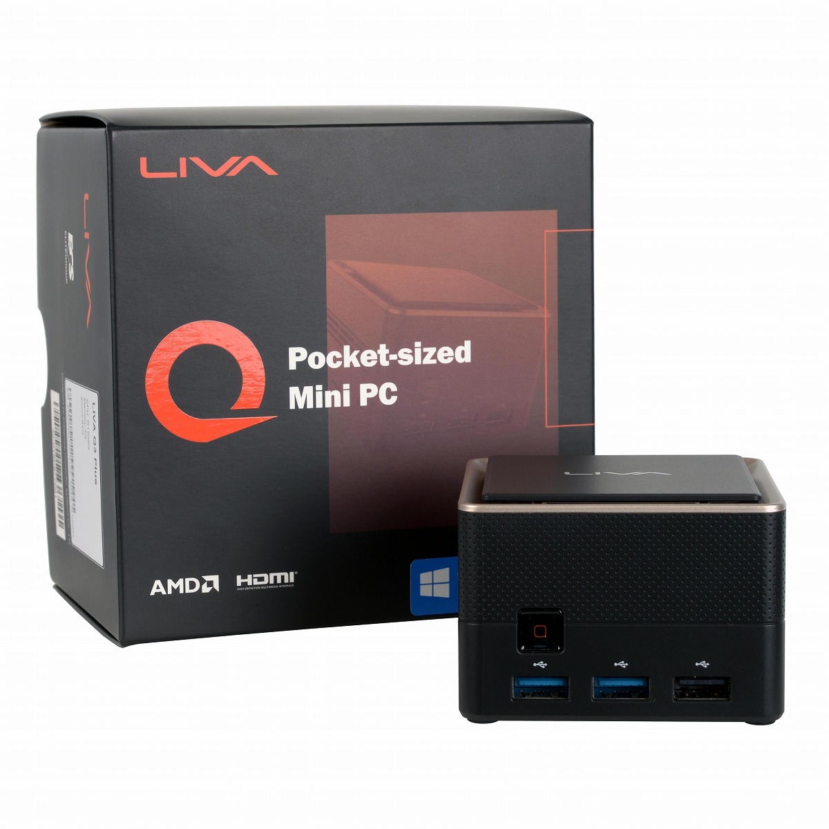 ECS ミニPC LIVA Q3 PLUS メモリ4GB ストレージ64GB プロセッサR1505G