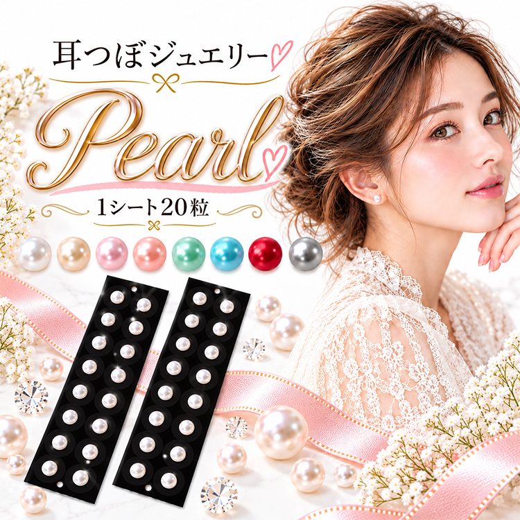 耳つぼジュエリー シール パール お試し 20粒 シンプルパール 耳ツボ